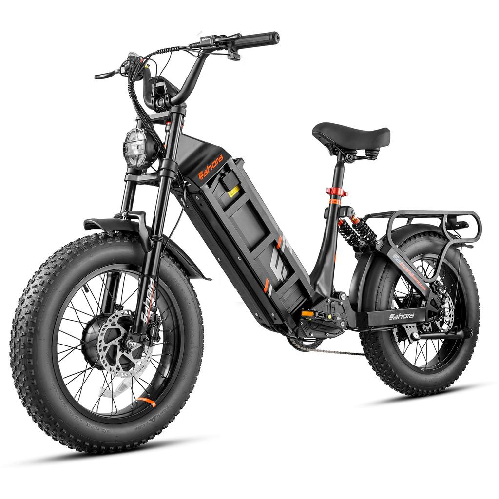 Juliet III Black 1000W * 2 Dual Motor Power 52V60AH Battery 20 * 4.0-inch Tire Hydraulic Brake Fully Suspended Electric Bicycle