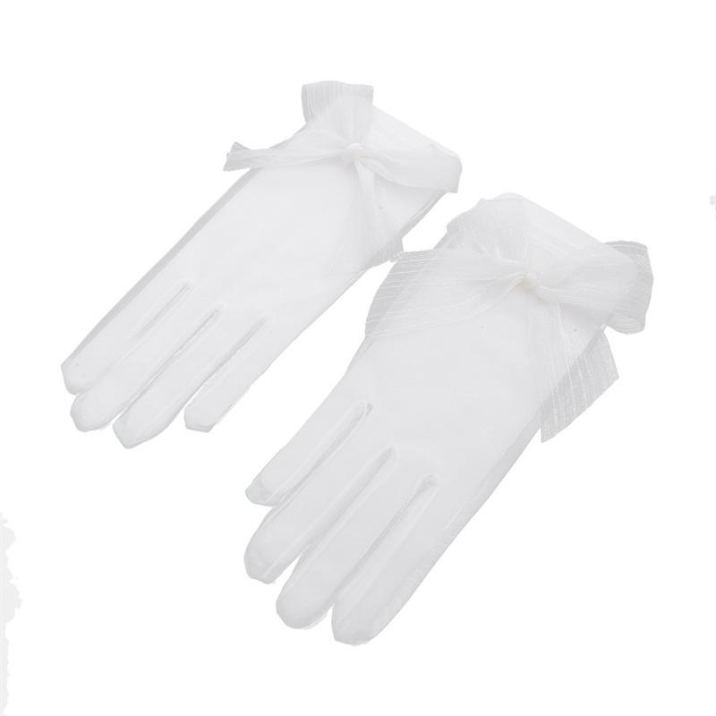 

Модные женские перчатки длиной до запястья, сексуальные элегантные короткие атласные перчатки с жемчужным бантом для женщин и девочек, перчатки для рук