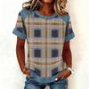 Women Denim Collar Patchwork Stitching Sweatshirt Casual  Printed Pullover Short Sleeve Shirts