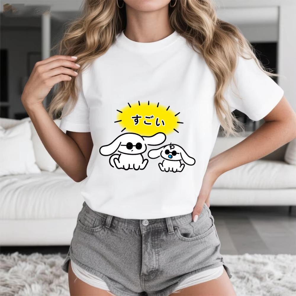 

2026 Summer Cinnamoroll Cool Buddies Print Cotton T Shirt for Women Casual Comfortable Soft Daily Wear Top S