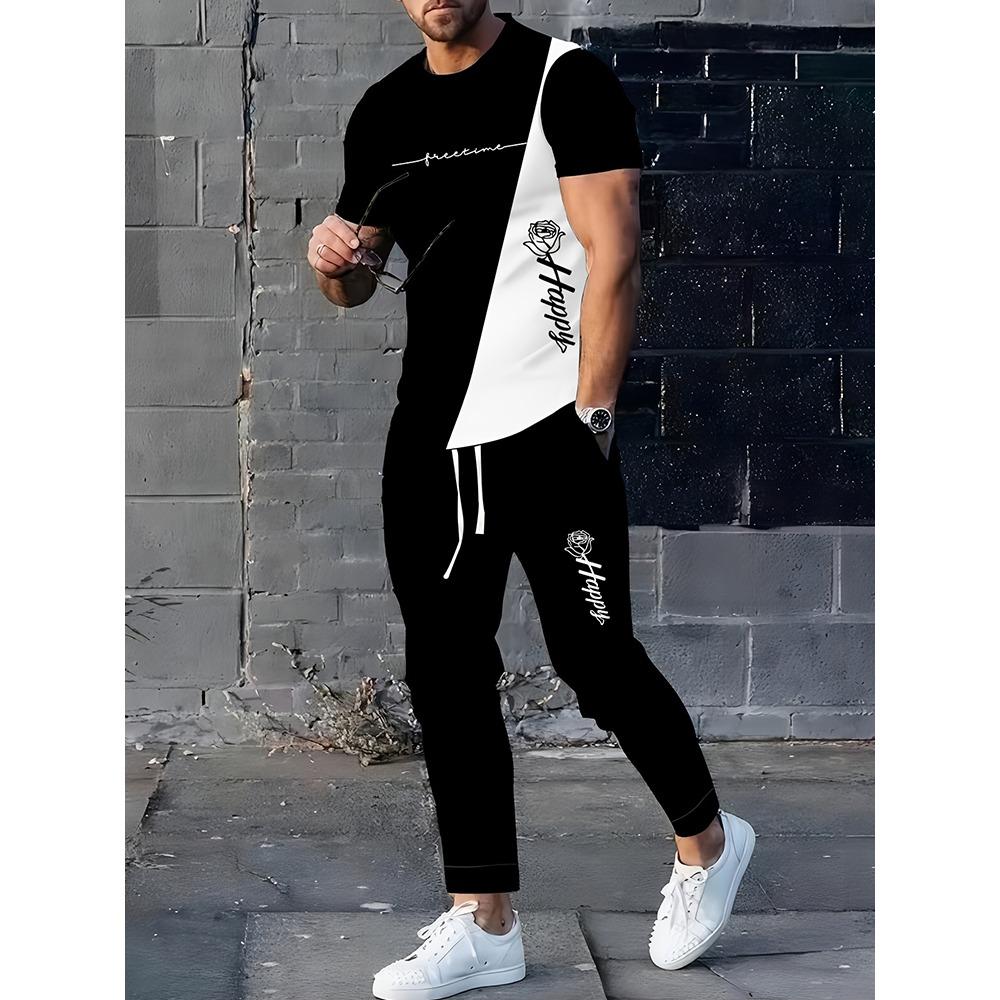 Men's Warm T-shirts And Pants Sets Outdoor Sports Training  Street Style Fashionable Pants