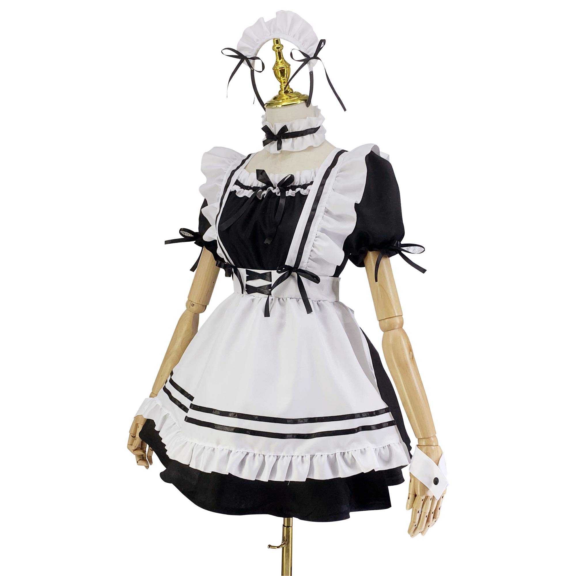 

Милая униформа горничной, косплей, готическая Лолита, цельный костюм Лолиты на Хэллоуин, короткий рукав, галстук-бабочка, одежда для вечеринок, мероприятий, выступлений, гольфы