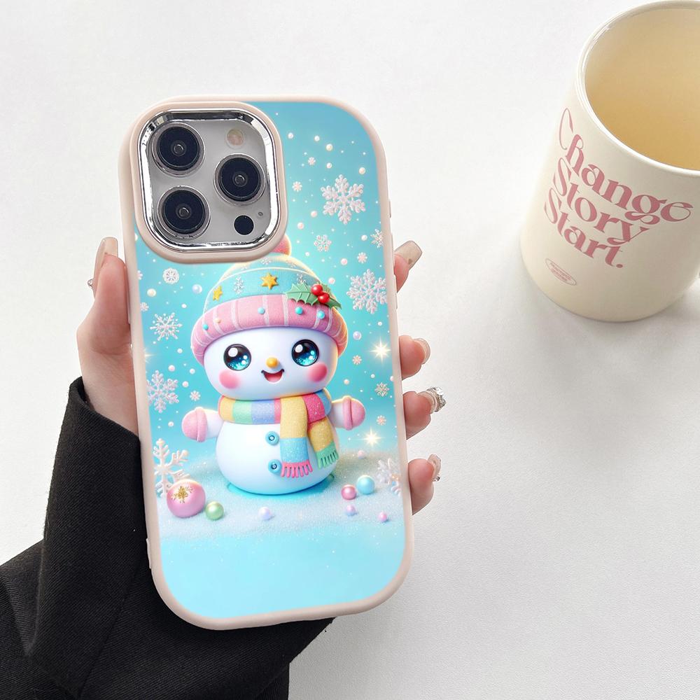 N104 Christmas Happy New Year Soft Phone Cases for Samsung S24 S23 Plus A15 A12 A35 A54 Infinix Hot40i Tecno Plating Frame Camera Protector Back Cover