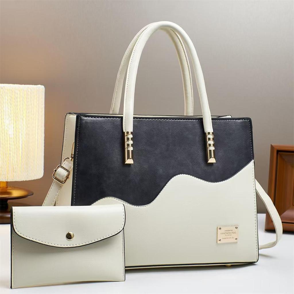 2025 Spring/Summer Women's Large Capacity Color Block Tote Handbag