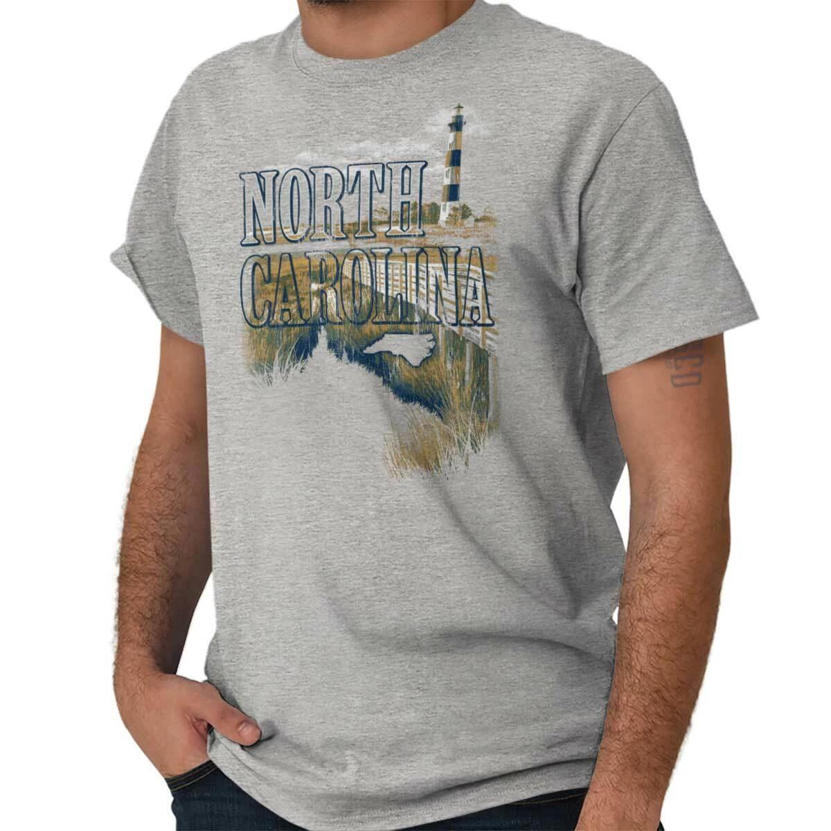 North Carolina Lighthouse Cape Lookout Beach Adult Short Sleeve Crewneck Tee XS