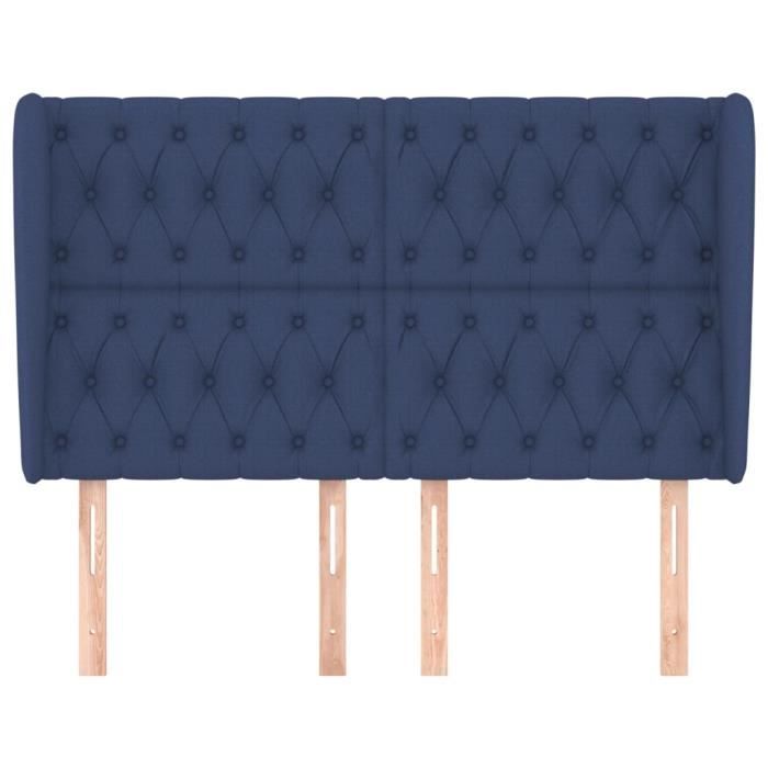 VidaXL Tête de lit avec oreilles Bleu 147x23x118-128 cm Tissu3118296