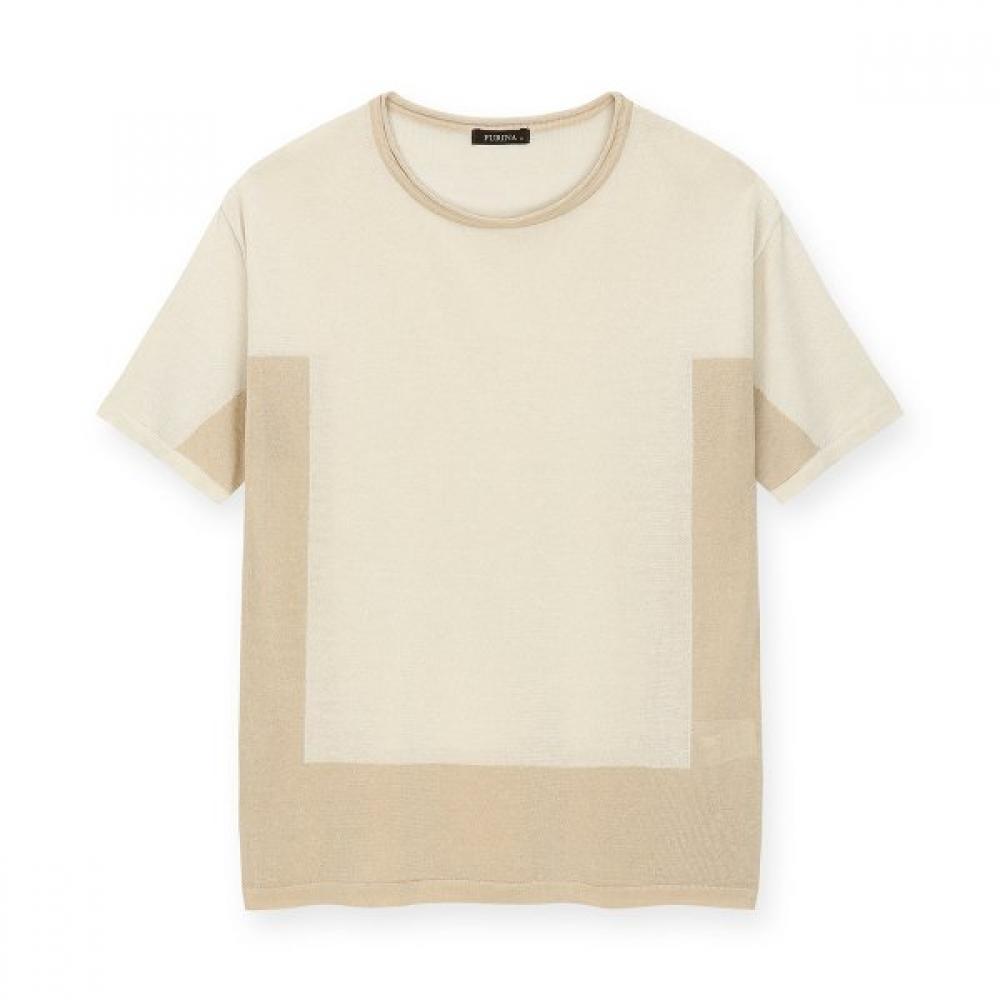 Furina Linen CoTTon Basic KniT T shirT beige/S (85)