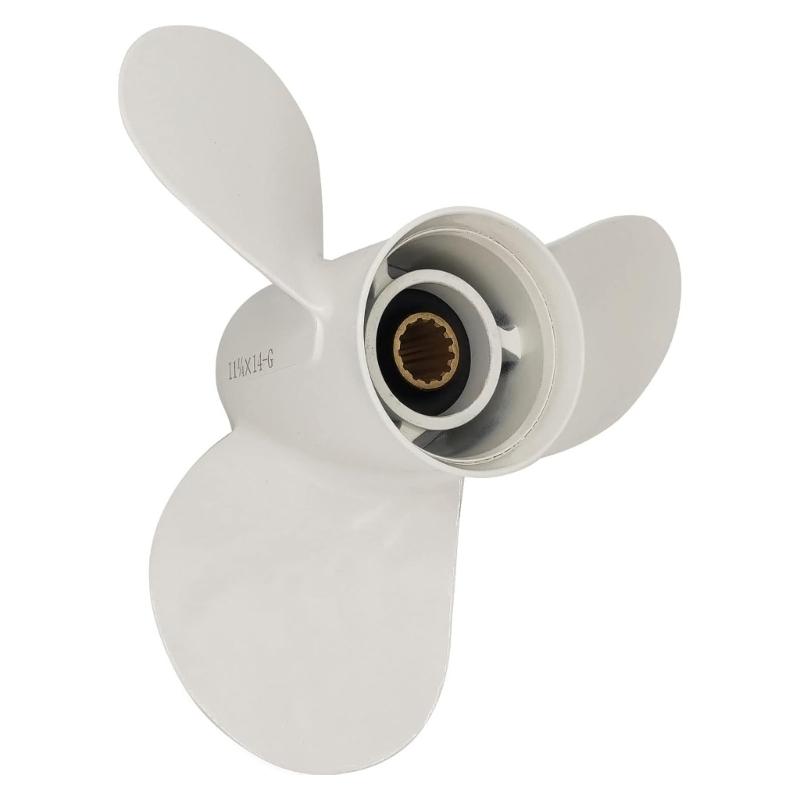 Strong 3 Blade 11 1/4 Inch Diameter 14G Marine Propeller Designed For 30HP To 60HP Outboard Engines