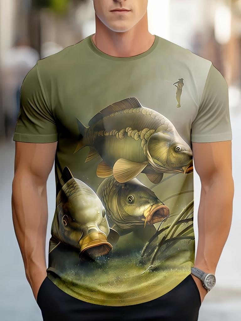 Men's Fishing Shirt Summer T Shirt Short Sleeve Tee Top Men T-Shirt Harajuku Casual T Shirt Men Round Neck Tops Fishing T-Shirts