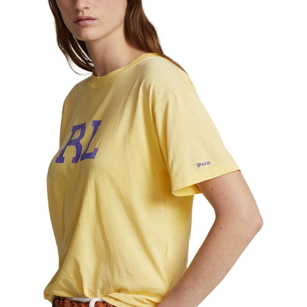 Polo Ralph Lauren Letter Print Crew Neck Straight Fit Short Sleeve T-Shirt Women T-Shirt Autumn-Yellow WMPOKNINCU20906-700