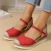 Closed Toe Wedge Sandals Low Heel Platform Sandals Women Summer Buckle Strap Fashion Espadrilles Ankle Strap Slingback Sandals