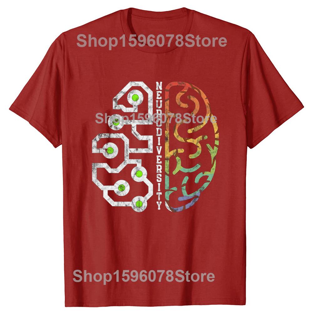 Funny Embrace Neurodiversity Brain For Autism Awareness Graphic Tshirts Men Tshirt 100 Cotton Loose Oversized T Shirt Summer