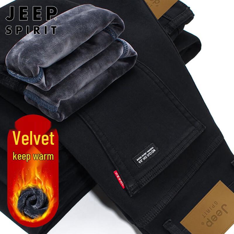 

JEEP SPIRIT Men s Fleece Lined Straight Fit Jeans 32