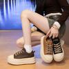 Scarpe da ginnastica da donna con plateau bianco, primavera, stringate, suola spessa, scarpe vulcanizzate da donna, scarpe sportive traspiranti in pelle PU da donna