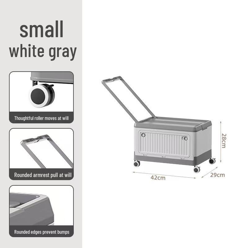 Wheeled Folding Storage Box with Pull Rod - Dustproof Side-Opening Organizer for Dorms 4098₽