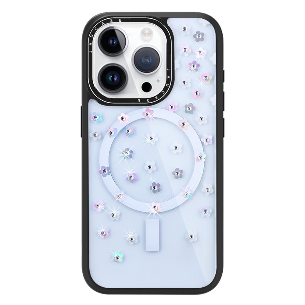 

JAUCASE For iPhone 14 Pro Max Case Rhinestone Flower Pattern Phone Cover Compatible with MagSafe D