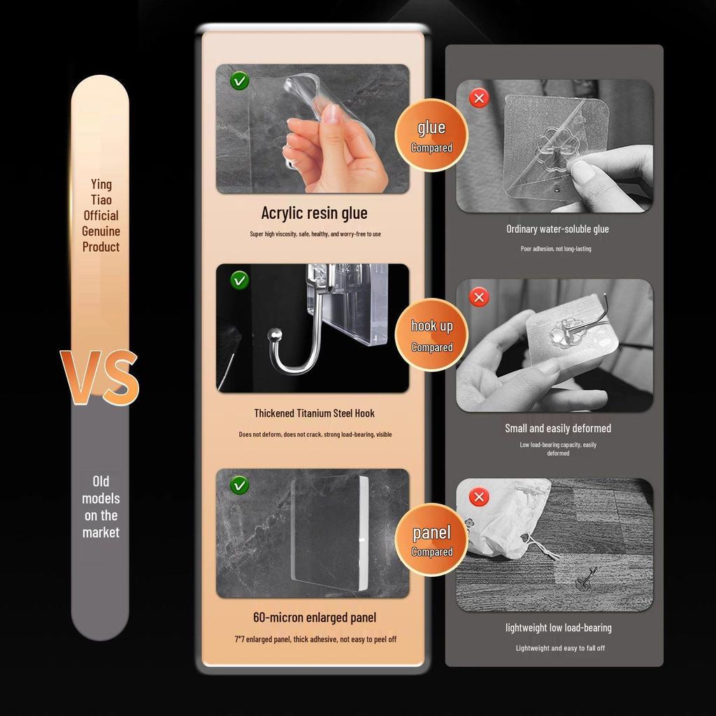 Transparent No-Trace Adhesive Wall Hook - Strong Load-Bearing, No-Punch Installation