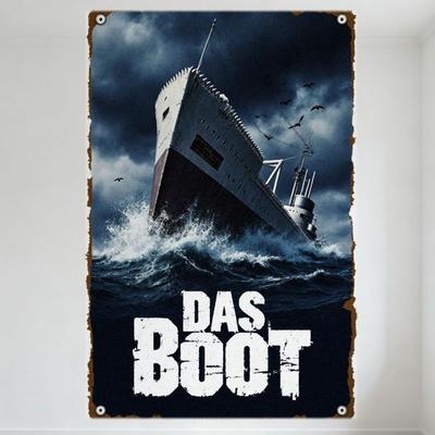 Das Boot Vintage Metall Blechschild Retro Schiffswrack Stürmische See Wanddekoration für Zuhause Bar Man Cave Filmplakat Kunst Plakette