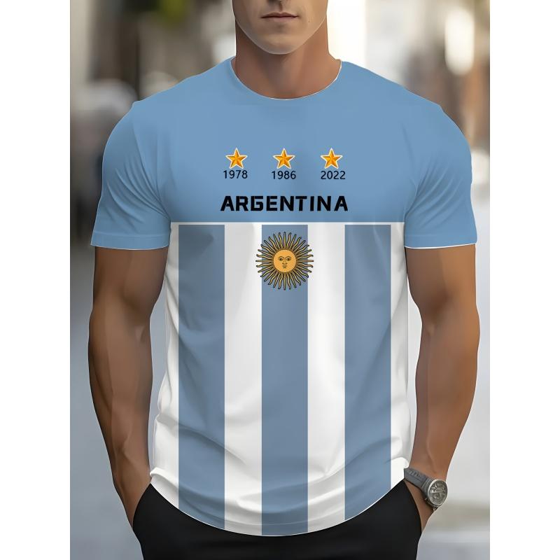 

Argentina Flag Jerseys T-Shirt for Men National Emblem 3D Printed Tees Loose O-Neck Tops Sports Uniforms Short Sleeves T Shirts 4XL
