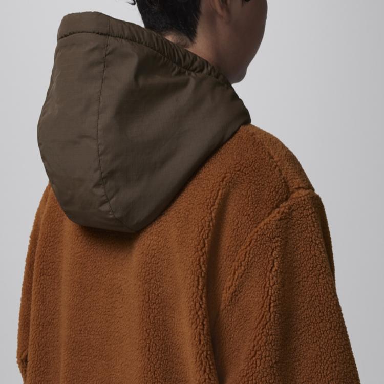 Jordan Fashionable Faux Shearling Hooded Jacket Kids Jackets Desert-Copper HQ7968-228