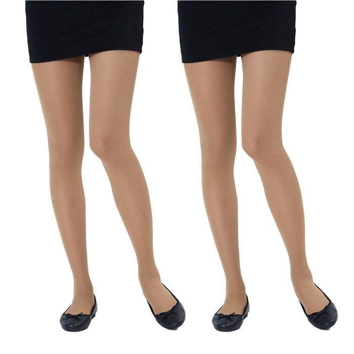 Fukuske Tights 80 Denier 2-Pair Set with Compression (9hPa Ankle) and CICA Processing, Poppy Beige