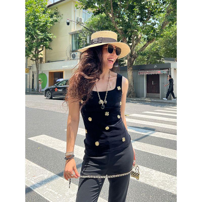 

Blacknini Yin Huafu/Manager Private Clothing Development Japan Import Velvet Coin Camisole/Long Sleeves Vest((In Stock)) XS