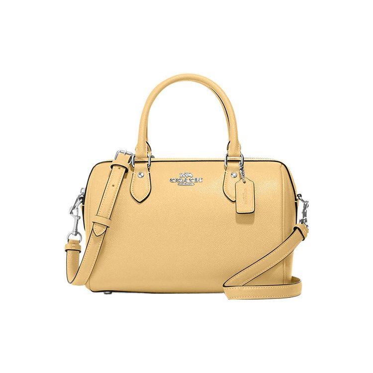 

Coach Rowan 25 Silver Letter Logo Internal Zipper Crosshatch Leather Boston Bag Women handbags Light-Yellow CH282-SVNH2 Basic Set (Bag+Dust Bag)