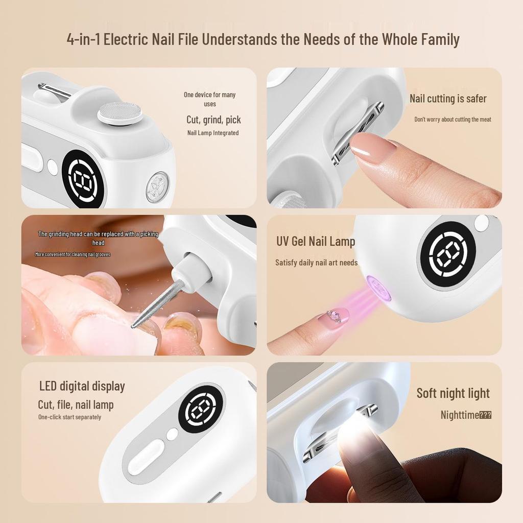 2025 Model Child-Safe Automatic Electric Nail Clipper and File - 4-in-1 Portable Manicure Tool