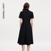 LANCY Women's Black Commuter Style Short Sleeve Suit Dress