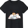 Cute Stacked Cats Graphic Tee Kawaii Cartoon Kitten Trio Print Casual Cotton T-Shirt for Cat Lovers Harajuku