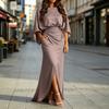 Robe longue plissée pour femme avec poches, taille cintrée, coupe ajustée, pour le quotidien et le travail