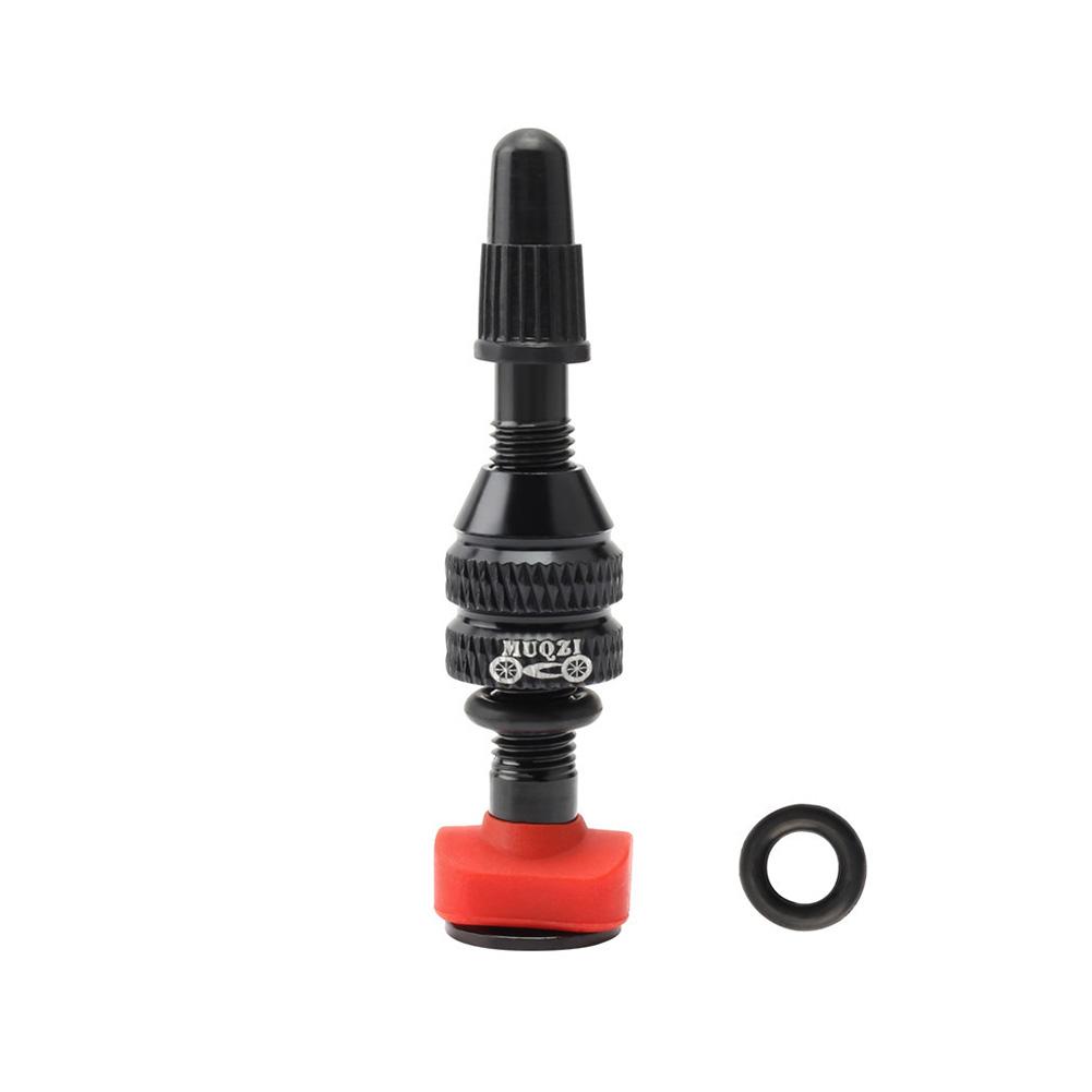 Premium Alloy Tubeless Bicycle Valve Stem with Large Lock Nut and Plastic Cap for Road and Mountain Bikes 40mm 60mm Lengths