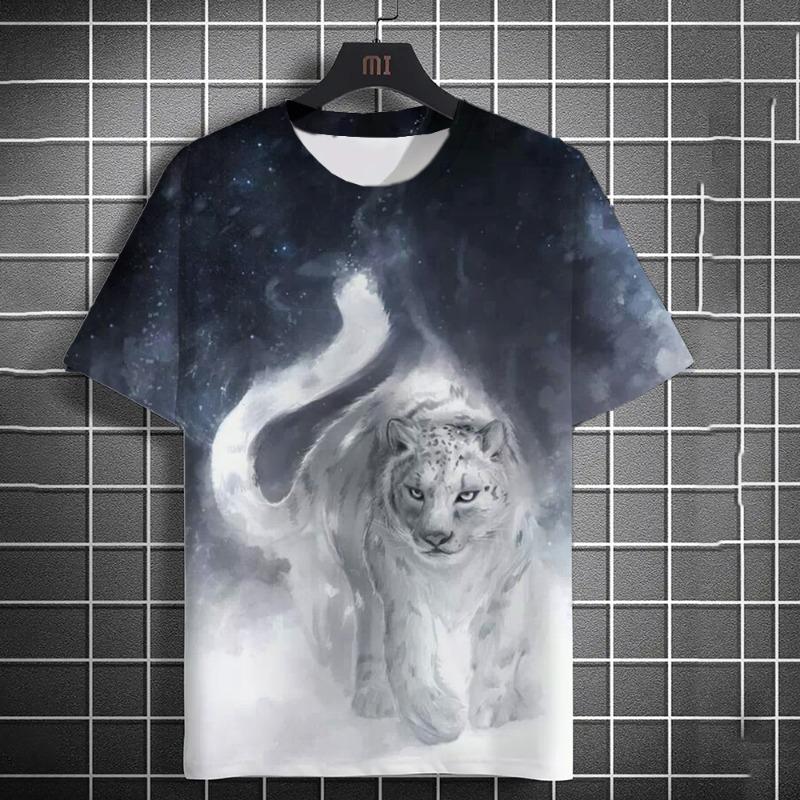 

Animal Men s T-shirt 3d Tiger Print Men s Tops Casual Short Sleeve Simple XXS