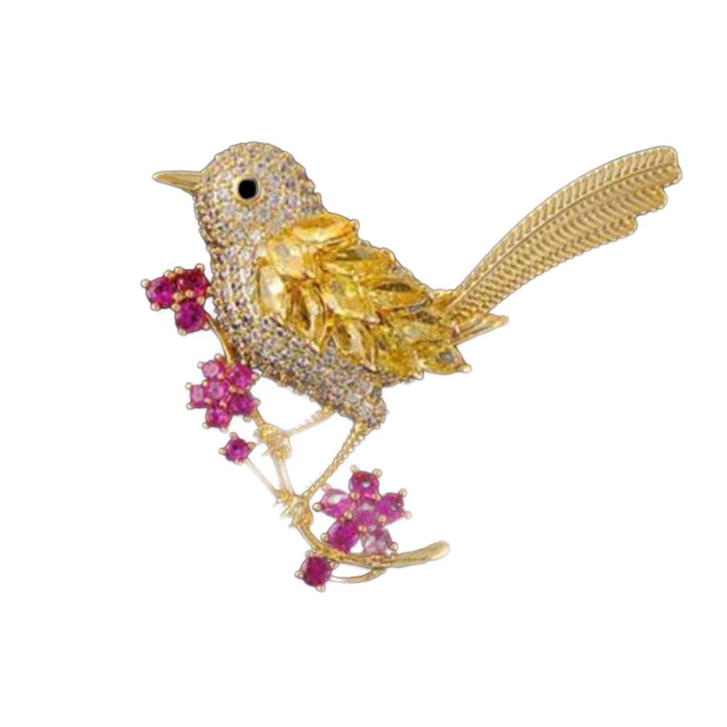 Yousheng Bird Shape Brooch Sparkling Faux Crystals Magpies Lapel Pin Retro Noble Bird Scarf Brooch Wedding Jewelry Gift