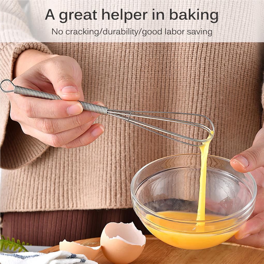 Egg Beater Eggs Mixer Hand-operated Food-grade Beat Whisks All-in-one Design Spring Handel with Small Hook Hole Cooking Supplies