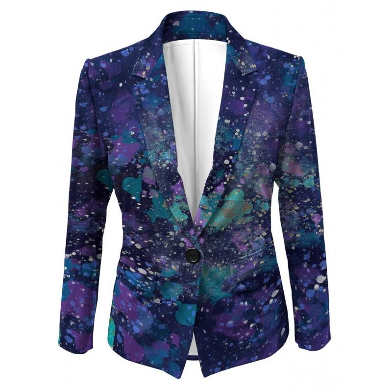 Womens Gradient Starry Sky Print Blazer Slim Fit Business Casual Jacket With Notched Lapel Single Button