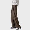 Korean Brown Coffee Workwear Design: Japanese Retro Loose Men's Wide-Leg Straight Casual Pants - INS Style.