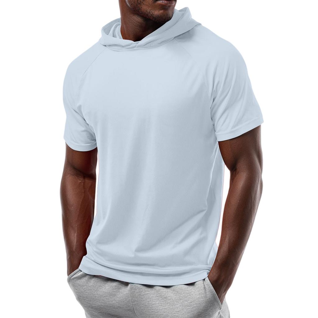 Men's Straight Shoulder Short-sleeved Hoodie T-shirt Sweatshirt
