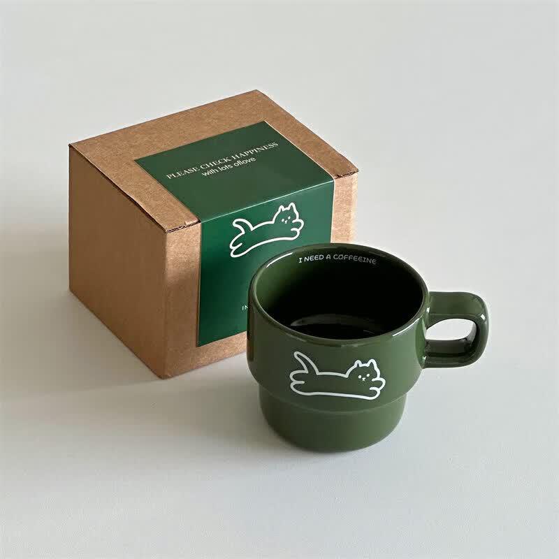 Cute Cat Ceramic Mug with Coaster