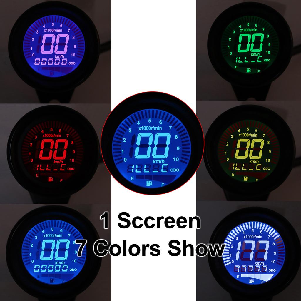 Motorcycle MultiFunctional Meter Tachometer Odometer Fuel Gauge Speedmeter 12V  (Black )