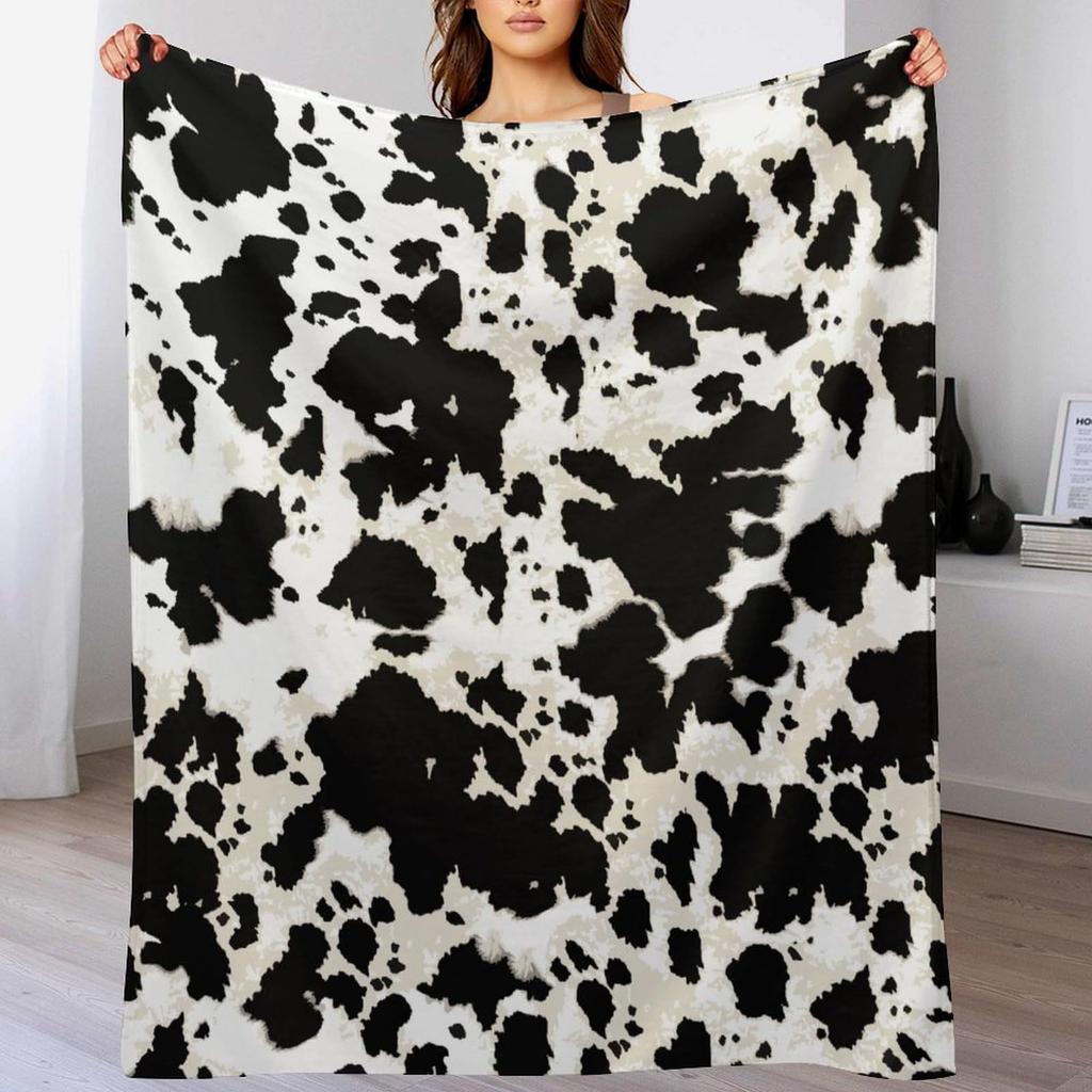 Cow Skin Texture Series Digital-printed Polyester Bedroom Velvet Flannel Cover Blanket Fleece Soft Sofa Cover Blankets for Beds