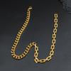 18K Gold Plated Cuban Link Chain Necklace for Women - Stainless Steel, French Retro Design