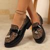 2026 New Women's Loafers - Leopard Print Platform Slip-On Shoes with Metal Buckle, Comfortable Casual Flats for Fall/Winter
