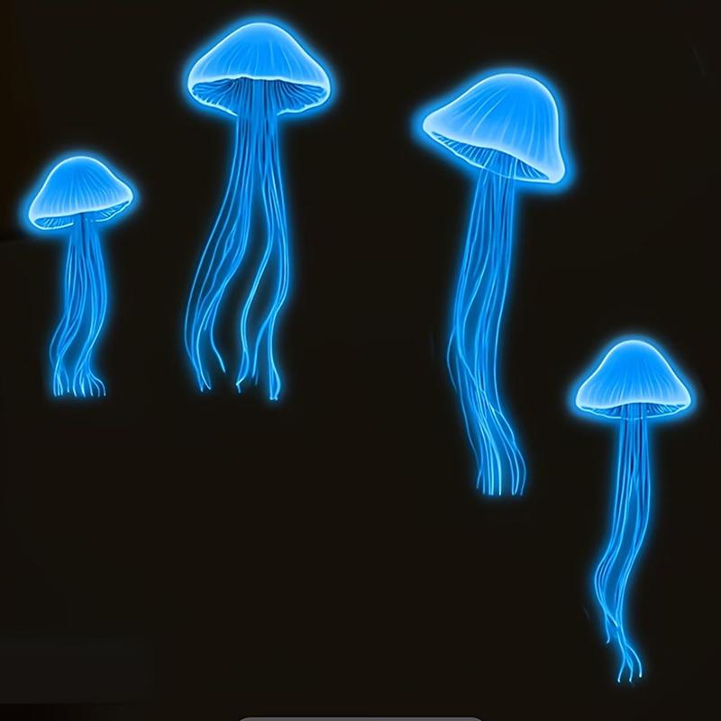 

Glow-In-The-Dark Jellyfish Wall Stickers Toilet Sticker Bathroom Wall Decoration Self-Adhesive Removable Car Sticker Home Decor A