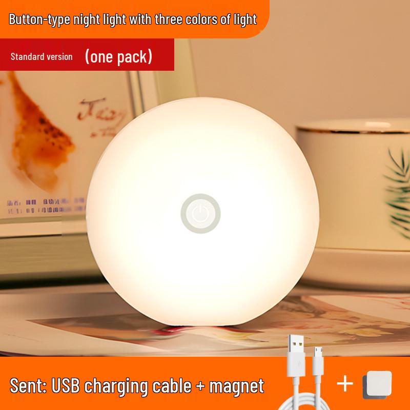 Rechargeable Eye Protection Night Light for Dorm Bedrooms - Energy-Saving Bedside Atmosphere Lamp