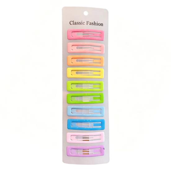 

10Pcs Girl Hairpins Water Drop Heart Triangle Designs Candy Color Side Bang Hair Clips Decorative Hair Accessories B