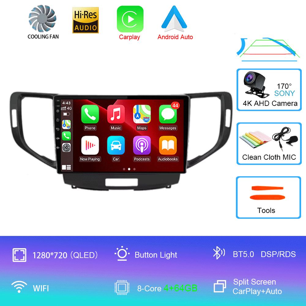 For Honda Accord 8 Acura TSX 2008 - 2012 Car Radio GPS Android 14 Multimedia System Navigation Auto Carplay Video Player Screen
