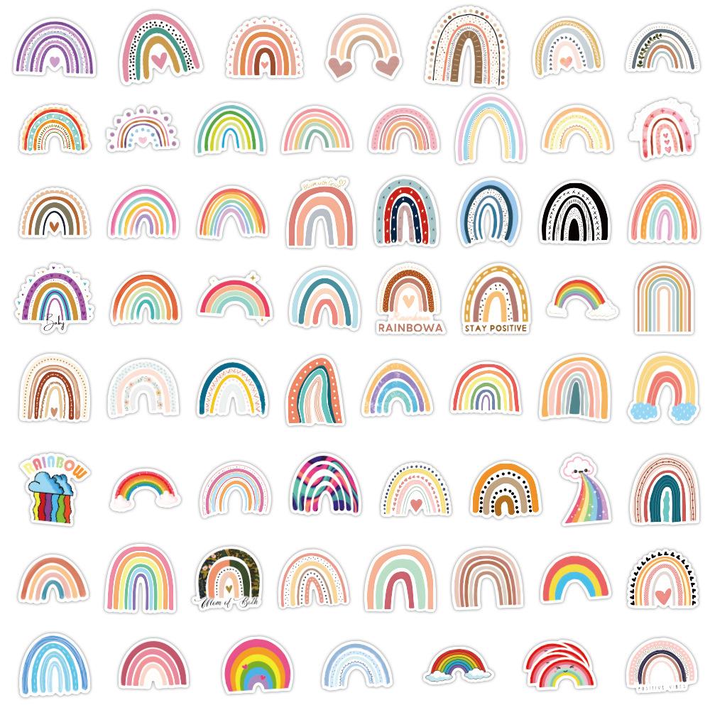 60-120 Rainbow Stickers Children's Birthday Party Cartoon Graffiti Stickers Notebook Water Cup Stickers