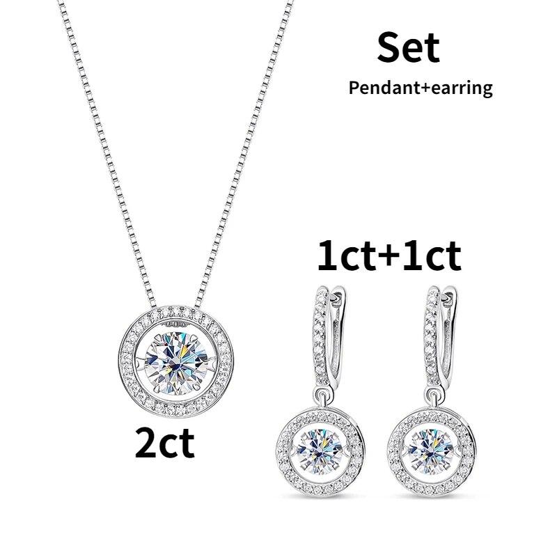 D culoare 2ct Colier moissanit real pentru femei Lanț cutie Pandantiv vintage pentru fete 100% S925 Bijuterii din platină placate cu argint S925