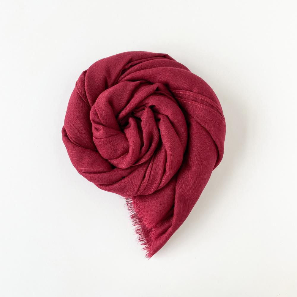 Middle East Malay monochrome slub cotton scarf women's camel shawl bag head short beard tassel Muslim headscarf